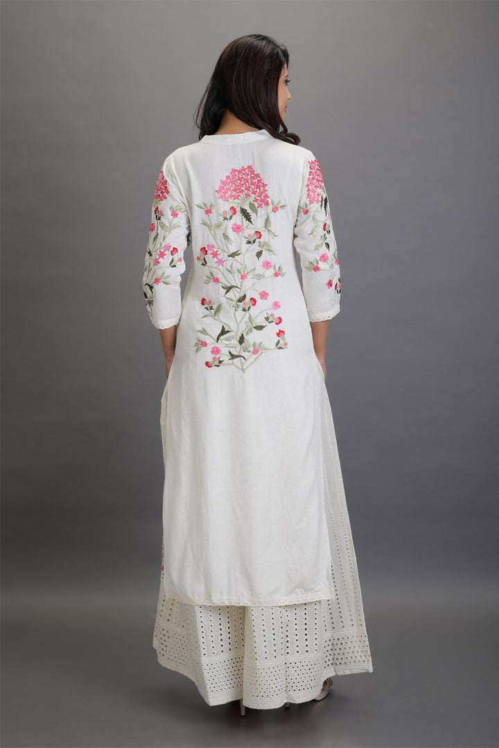 Cotton Embroidred Kurta with Heavy Hakoba embroidered Pallazos