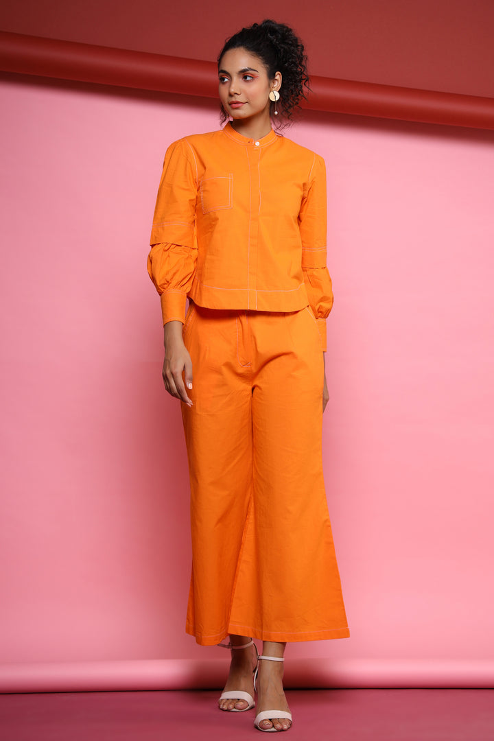 Auris Orange Cotton Co-ord Set