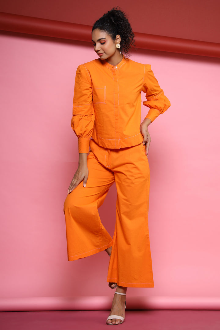 Auris Orange Cotton Co-ord Set