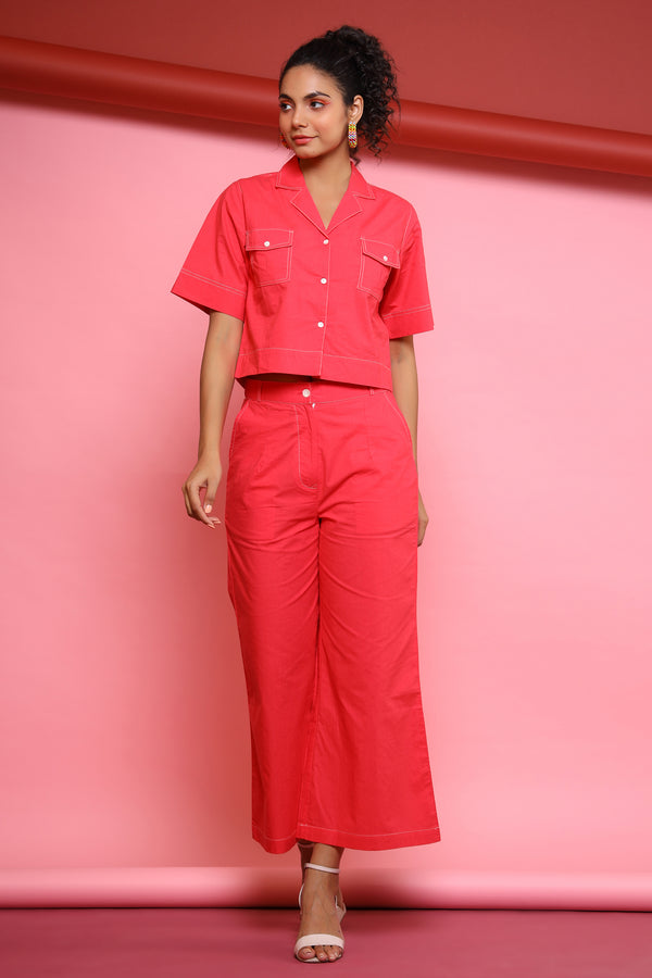 Lovely Red Cotton Co-ord Set