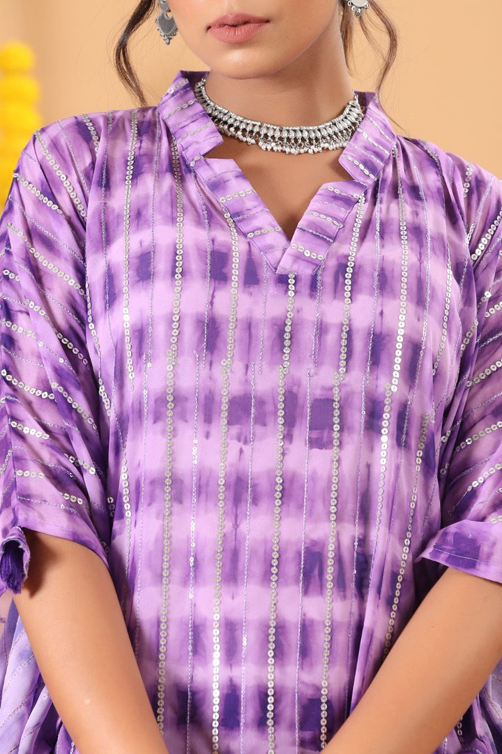 Surreal Purple Shibori Kaftan Pant Set