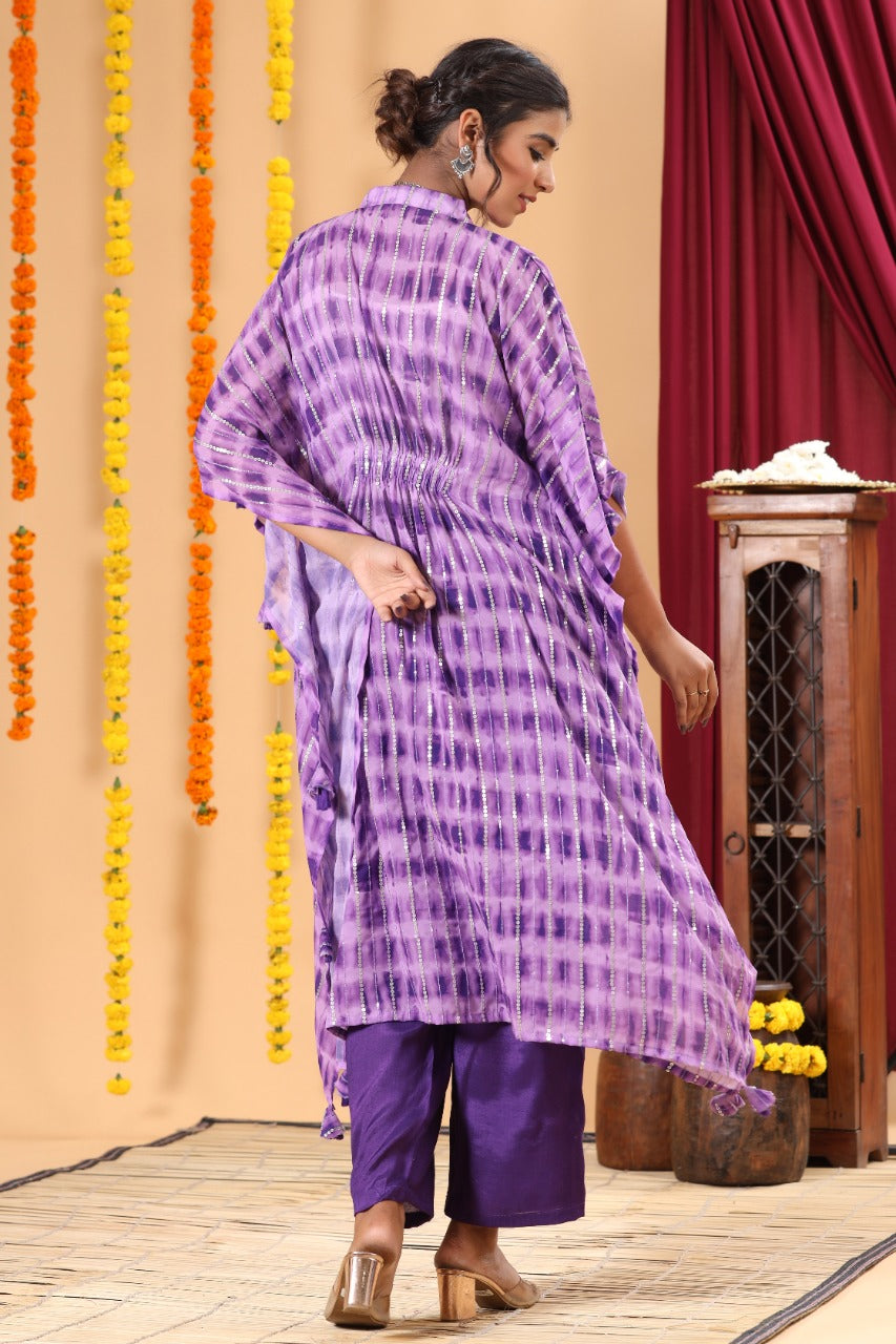 Surreal Purple Shibori Kaftan Pant Set